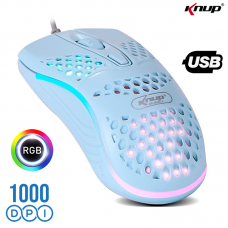 Mouse Gamer RGB USB 1000Dpi KP-MU010 Knup - Azul